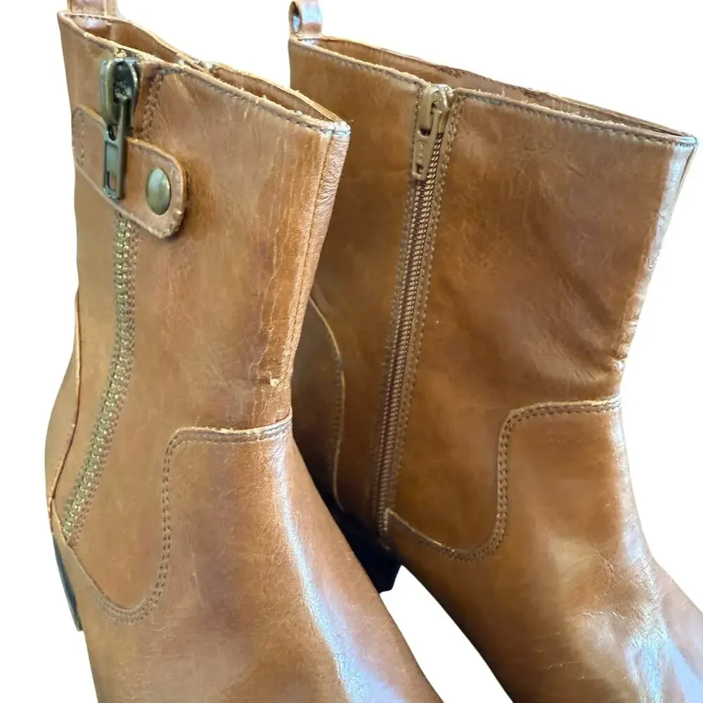 Naturalizer Boots Jacklyn Size 9.5 Tan Zip Ankle